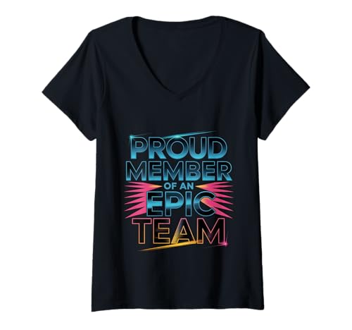Damen Proud Member Of An Epic Team Angestellte APRRECIATION ---- T-Shirt mit V-Ausschnitt von Arbeitsplatz -Mitarbeitermotivation