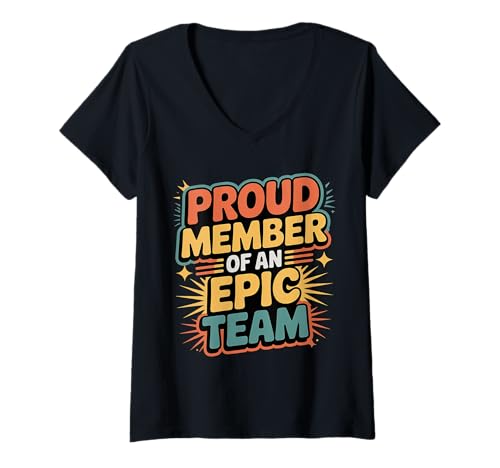 Damen Proud Member Of An Epic Team Angestellte APRRECIATION ||- T-Shirt mit V-Ausschnitt von Arbeitsplatz -Mitarbeitermotivation