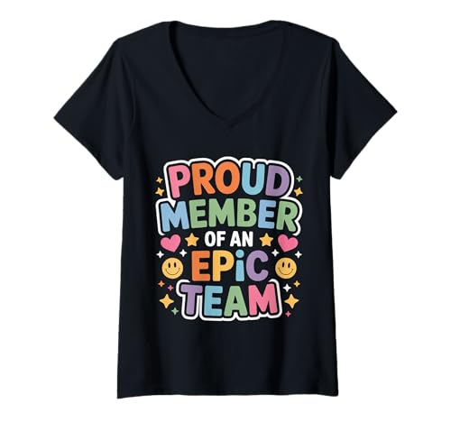 Damen Proud Member of An Epic Team Employee Aprreciation - T-Shirt mit V-Ausschnitt Damen Proud Member of An Epic Team Employee Aprreciation - T-Shirt mit V-Ausschnitt von Arbeitsplatz -Mitarbeitermotivation