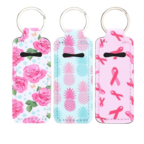 Arbootjin Chapstick Holder 3 Pack Lip Balm Holder with Key Ring for Lipstick Chapstick Lip Balm Lanyards Blue Pink von Arbootjin