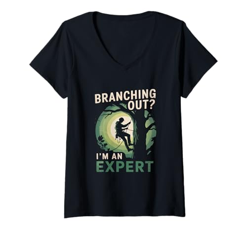 Damen Expert Arboriculture Lustiger Baumpfleger T-Shirt mit V-Ausschnitt von Arborist Sustainable Tree Work