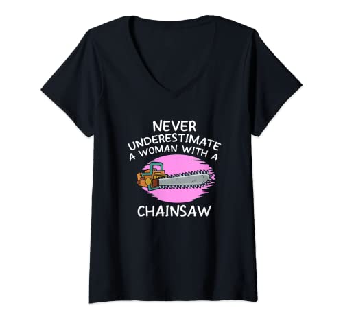 Damen Unterschätze niemals die Baumpflegerin T-Shirt mit V-Ausschnitt Damen Unterschätze niemals die Baumpflegerin T-Shirt mit V-Ausschnitt von Arborist Tree Apparel