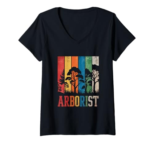Damen Retro Sunset Arboriculture Baumpfleger T-Shirt mit V-Ausschnitt Damen Retro Sunset Arboriculture Baumpfleger T-Shirt mit V-Ausschnitt von Arborist Tree Risk Management