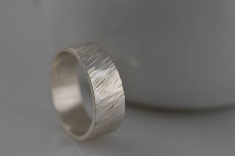 Breiter Strukturierter Ring Aus Sterling Silber - Baumrinde von ArbotiqueDesigns