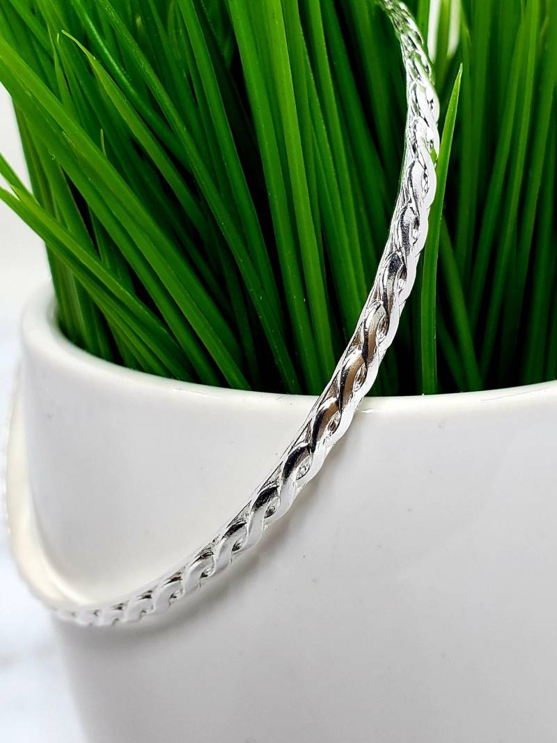 Geflochtener Armreif Aus Sterlingsilber - Handgeformter Stapelschmuck von ArbotiqueDesigns