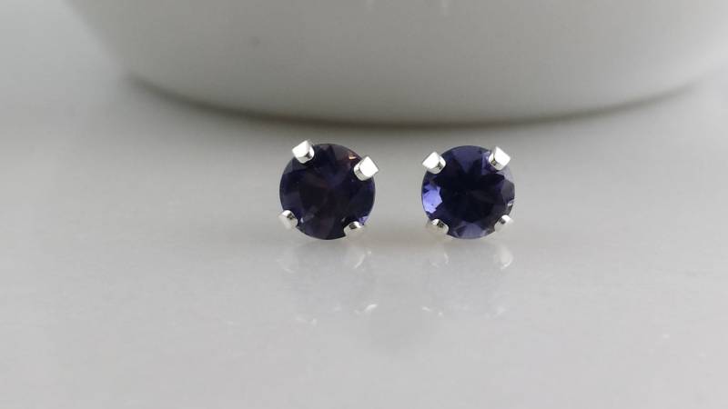 sterling Silber Edelstein-Ohrstecker - 5 Mm Iolite Ohrstecker von ArbotiqueDesigns