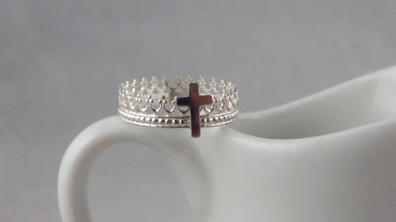 sterling Silber Kreuz Und Krone Ring von ArbotiqueDesigns