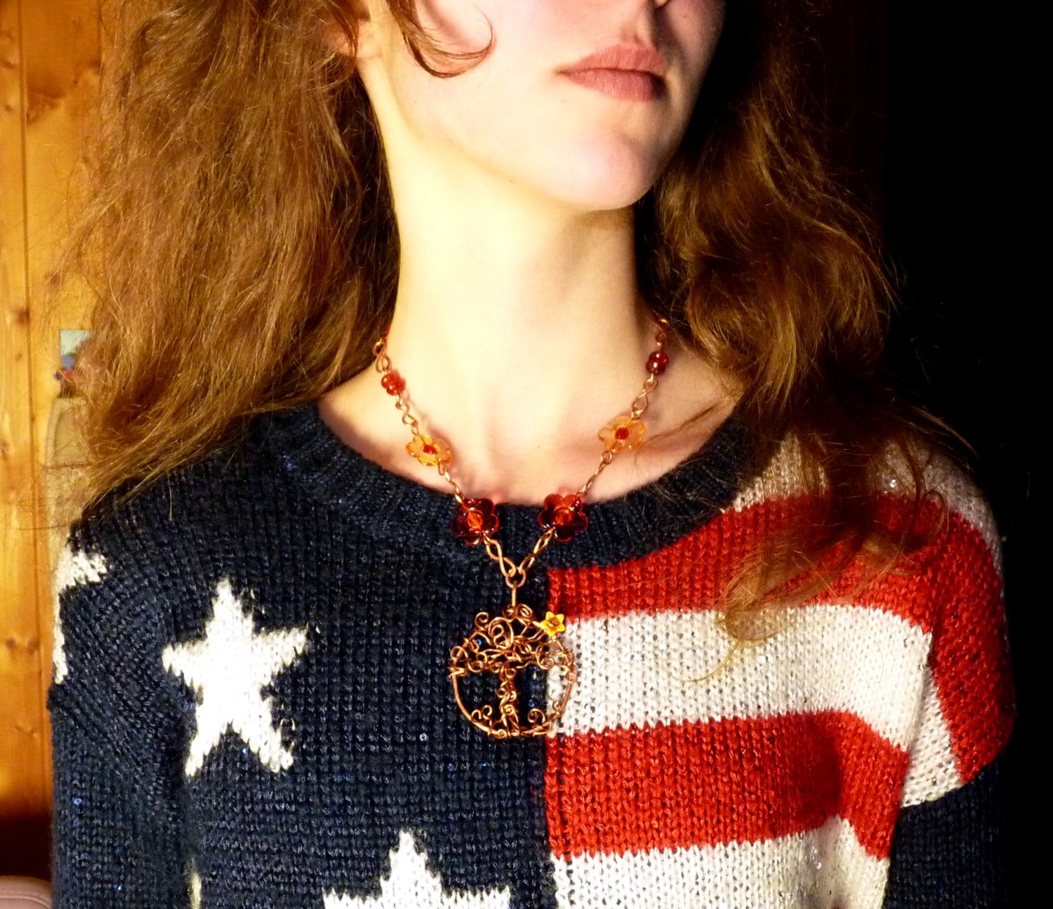 Kupferne Baummedaillon-Halskette von Arbreacoeurs