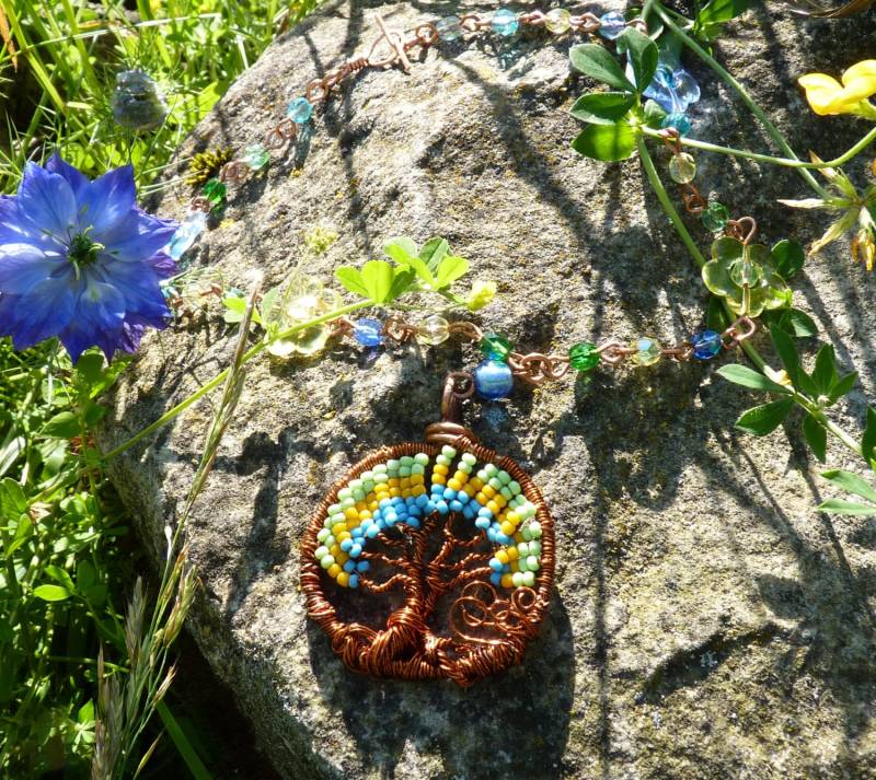 Samen-Kupfer-Baum-Medaillon-Halskette von Arbreacoeurs