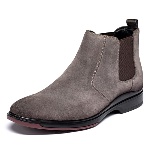 ArcBrothers Chelsea-Stiefel für Herren, bequeme Leder-Stiefeletten zum Hineinschlüpfen, für lässige und formelle Anlässe, GRAU, 47 EU von ArcBrothers