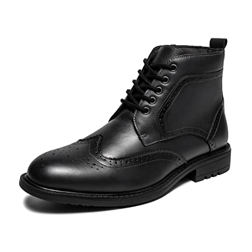 Herren Mode Kleid Stiefel Für Männer Oxford Stiefeletten Schwarz Kleid Schuh Echtes Leder Klassische Brogue-Stil, Schwarz, 41 EU von ArcBrothers