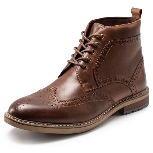Modische Herrenstiefel – schwarzes echtes Leder, klassischer Brogue-Stil, Oxford-Stiefeletten, Dunkles Kaffeebraun, 46 EU von ArcBrothers