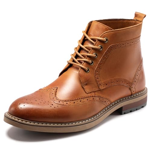 Modische Herrenstiefel – schwarzes echtes Leder, klassischer Brogue-Stil, Oxford-Stiefeletten, Gelbbraun, 42.5 EU Modische Herrenstiefel – schwarzes echtes Leder, klassischer Brogue-Stil, Oxford-Stiefeletten, Gelbbraun, 42.5 EU von ArcBrothers
