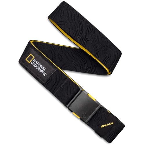 Arcade Belts A2 Unisex Adventure Belt: Heavy Duty Stretch, Metallfreie Schnalle, Nat Geo Topo - Schwarz, Standard (Up to 40"); 1.5" Wide von Arcade