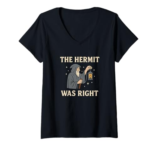 Damen The Hermit was Right - Tarotkarte Weisheit T-Shirt mit V-Ausschnitt Damen The Hermit was Right - Tarotkarte Weisheit T-Shirt mit V-Ausschnitt von Arcana Threads