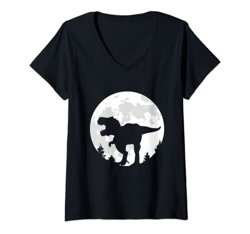 Damen Mond Dinosaurier Dino Raubtier T-Shirt mit V-Ausschnitt Damen Mond Dinosaurier Dino Raubtier T-Shirt mit V-Ausschnitt von Archäologie Dinosaurier Dino Designs