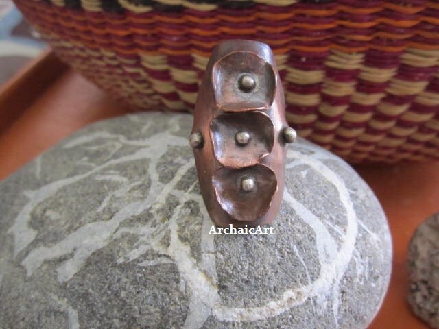 Kupferschirm Ring Silber Band Mit Granulierten von ArchaicArt