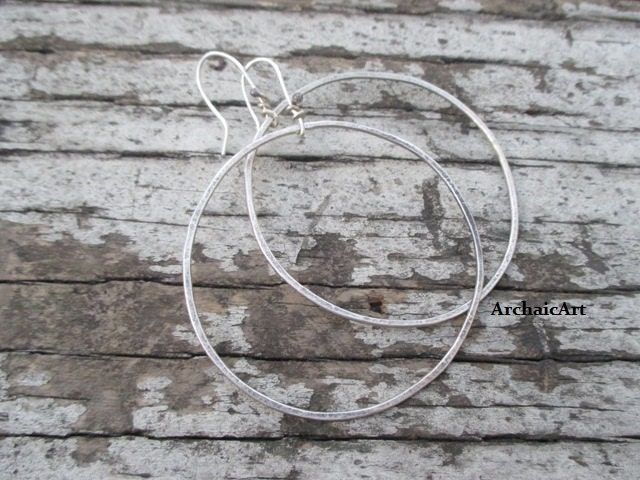 Silber Creolen Rustikale Hippiechic Boho Gypset Minimal Retro-stil von ArchaicArt