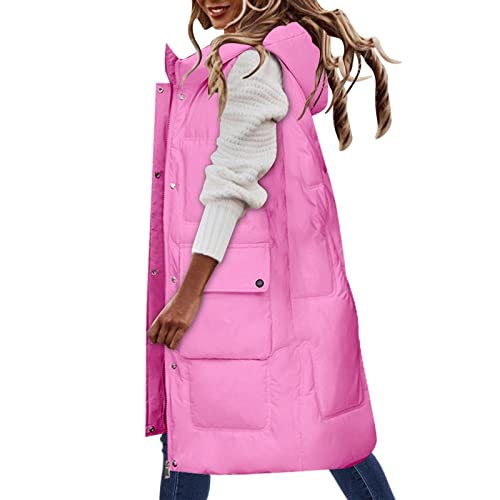 Archedeer Kapuzenweste Damen Steppweste ärmellos Longweste Große Größen Daunenweste Winterjacke Daunenjacke Fester Mantel mit Kapuze Lange Weste übergangsjacke Winterweste Mit Tasche von Archedeer