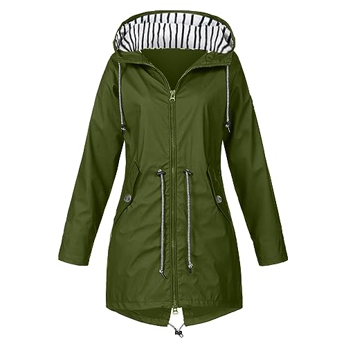 Regenjacke Damen Wasserdicht Atmungsaktiv Große Größen Regenmantel mit Kapuze Lang Schwarz Softshelljacke Gelb Outdoorjacke Übergangsjacke Leichte Jacke für Frühlings Herbst zum Wandern (A2-AG, XXXXL) von Archedeer