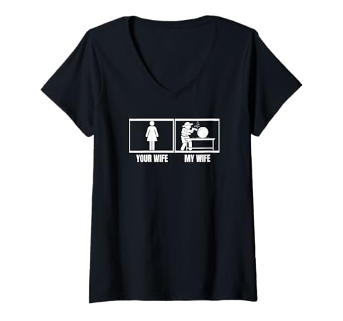 Damen Archäologie Your Wife My Wife Husband Funny Archäologe T-Shirt mit V-Ausschnitt von Archeologist Gifts And Costume Adult