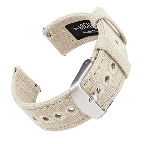 Archer Watch Straps - Canvas Uhrenarmbänder mit Schnellverschluss (Alabaster, 20mm) von Archer Watch Straps