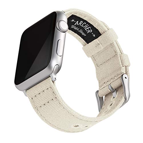 Archer Watch Straps - Canvas-Uhrenarmband für Apple Watch (Alabaster, Silber, 42/44/45/49mm) von Archer Watch Straps