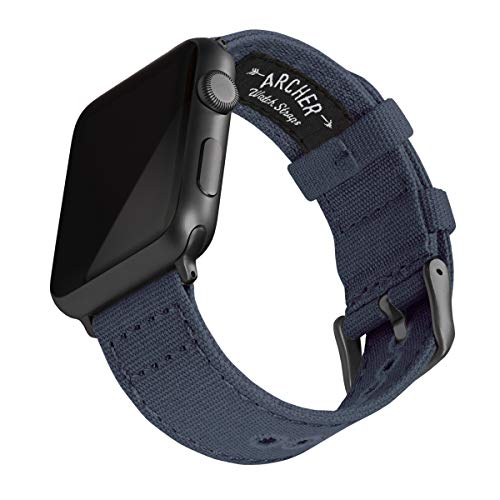Archer Watch Straps - Canvas-Uhrenarmband für Apple Watch (Marineblau, Space Grau, 38/40/41mm) von Archer Watch Straps
