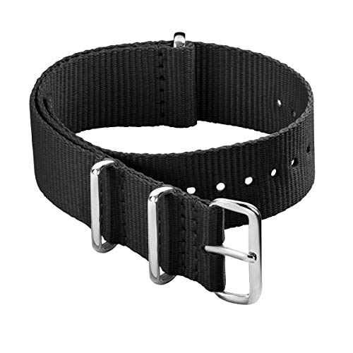 Archer Watch Straps - Klassische NATO-Nylon-Armbänder - Uhrenarmband (Schwarz, 20mm) von Archer Watch Straps