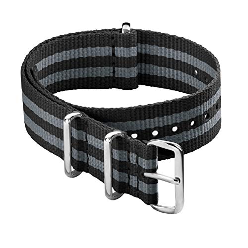 Archer Watch Straps - Klassische NATO-Nylon-Armbänder - Uhrenarmband (Schwarz/Grau, 20mm) von Archer Watch Straps