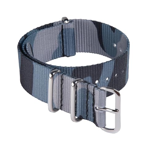 Archer Watch Straps - Klassische NATO Nylon Uhrenarmbänder (Blau Camo, 22mm) von Archer Watch Straps