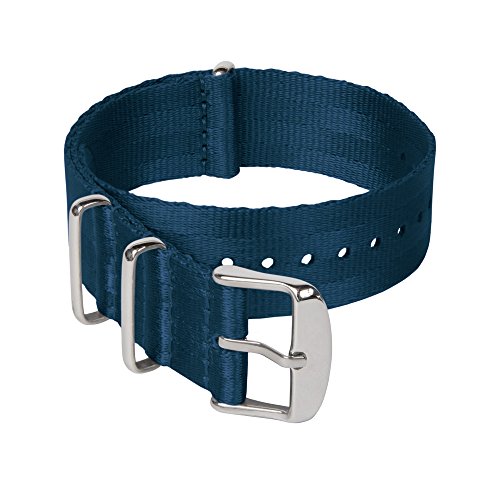 Archer Watch Straps - NATO Uhrenarmbänder aus Nylon-Sitzgurtmaterial (Navy Blau/Edelstahl Hardware, 18mm) von Archer Watch Straps