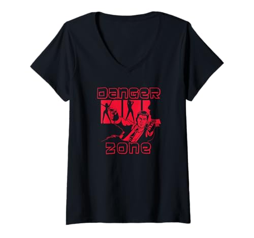 Damen Archer Danger Zone Action Spy Scene Cartoon T-Shirt mit V-Ausschnitt Damen Archer Danger Zone Action Spy Scene Cartoon T-Shirt mit V-Ausschnitt von Archer
