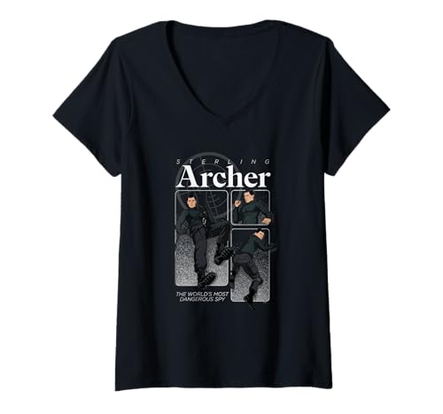 Damen Archer World's Most Dangerous Spy Funny Cartoon T-Shirt mit V-Ausschnitt Damen Archer World's Most Dangerous Spy Funny Cartoon T-Shirt mit V-Ausschnitt von Archer