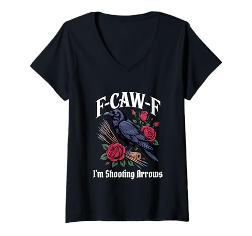 Damen Funny F-Caw-F Bogenschießen Gothic T-Shirt mit V-Ausschnitt Damen Funny F-Caw-F Bogenschießen Gothic T-Shirt mit V-Ausschnitt von Archery F Caw F Meme Goth Emo Tshirt