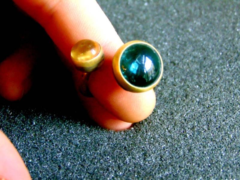 Atemberaubender 18K Gold, Sterling Silber, Peridot Und Citrin Ring-Damen Silber Gold Statement Ring-Edelstein Damenringe-Artisan Schmuck von ArchipelagosBreeze