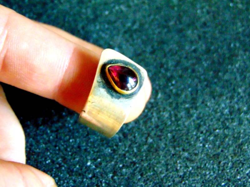 Handgemachte Sterling Silber Bronze Granat Ring - Einstellbar Handwerker Schmuck von ArchipelagosBreeze