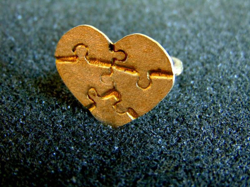 sterling Silber Herz Puzzle Ring Vergoldeter Handwerker Schmuck von ArchipelagosBreeze