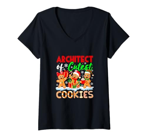 Damen Architect of Cutest Cookies Lebkuchen Christmas Job Team T-Shirt mit V-Ausschnitt Damen Architect of Cutest Cookies Lebkuchen Christmas Job Team T-Shirt mit V-Ausschnitt von Architect Christmas Costume