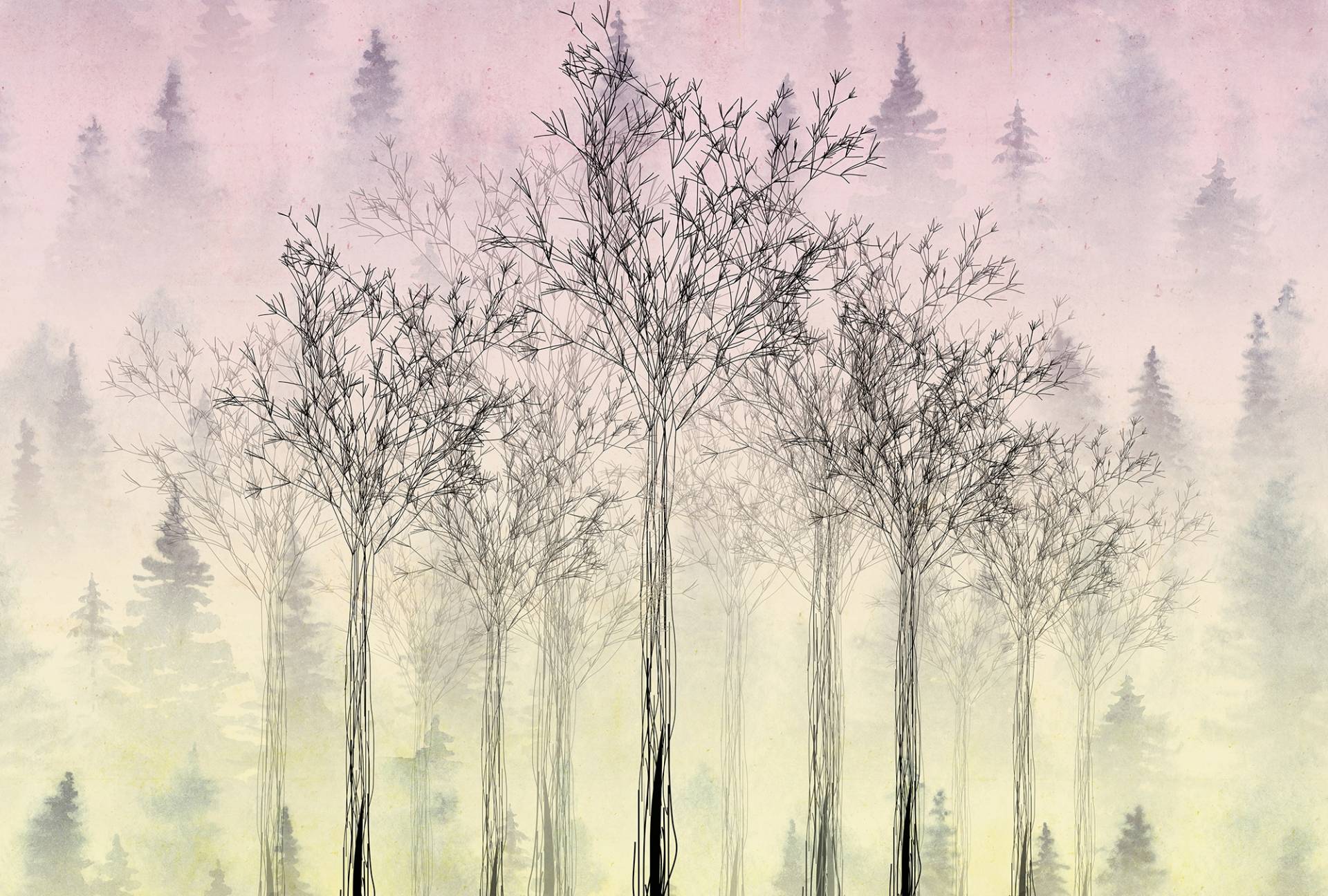 Architects Paper Fototapete "Atelier 47 Trees Artwork 2", Wald, Vlies, Wand, Schräge, Decke von Architects Paper