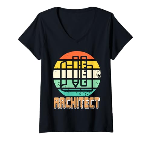 Damen Architect, Retro-Architektur-Designs, Geschenk T-Shirt mit V-Ausschnitt Damen Architect, Retro-Architektur-Designs, Geschenk T-Shirt mit V-Ausschnitt von Architecture Designs Shirt Merch & Co.