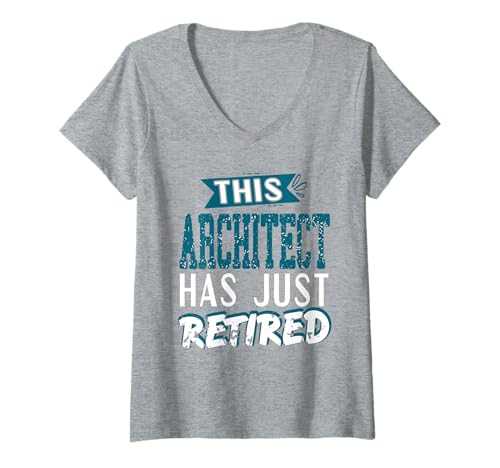 Damen Dieser Architekt hat gerade EIN lustiges Retro-Designgeschenk in den Ruhestand verabschiedet T-Shirt mit V-Ausschnitt von Architecture Designs Shirt Merch & Co.