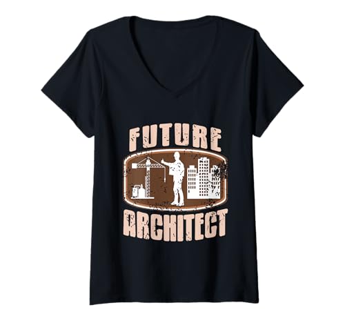Damen Future Architect Retro Vintage Architektur Studenten Geschenk T-Shirt mit V-Ausschnitt von Architecture Designs Shirt Merch & Co.