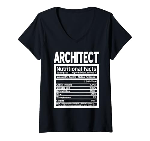 Damen Lustige Ernährungsfakten eines Architekten-Retro-Geschenks T-Shirt mit V-Ausschnitt Damen Lustige Ernährungsfakten eines Architekten-Retro-Geschenks T-Shirt mit V-Ausschnitt von Architecture Designs Shirt Merch & Co.