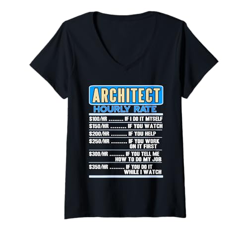 Damen Stündliche Rate eines Architekten-Retro-Architektur-Geschenks T-Shirt mit V-Ausschnitt Damen Stündliche Rate eines Architekten-Retro-Architektur-Geschenks T-Shirt mit V-Ausschnitt von Architecture Designs Shirt Merch & Co.