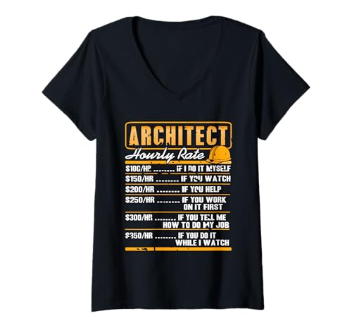 Damen Stündliche Rate eines Architekten-Retro-Designs T-Shirt mit V-Ausschnitt Damen Stündliche Rate eines Architekten-Retro-Designs T-Shirt mit V-Ausschnitt von Architecture Designs Shirt Merch & Co.