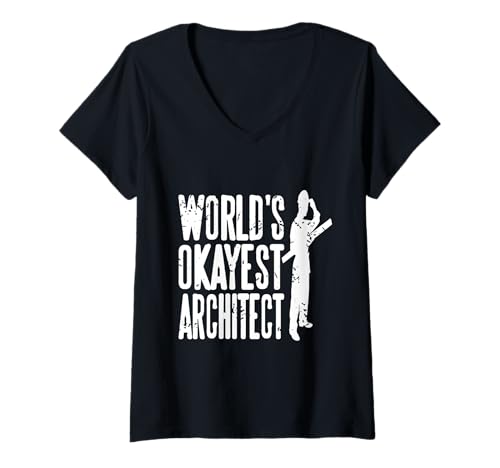 Damen World's Okayest Architect Retro Vintage Architektur Geschenk T-Shirt mit V-Ausschnitt von Architecture Designs Shirt Merch & Co.