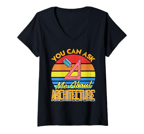 Damen You Can Ask Me About Architecture Retro Lustiges Geschenk T-Shirt mit V-Ausschnitt Damen You Can Ask Me About Architecture Retro Lustiges Geschenk T-Shirt mit V-Ausschnitt von Architecture Designs Shirt Merch & Co.