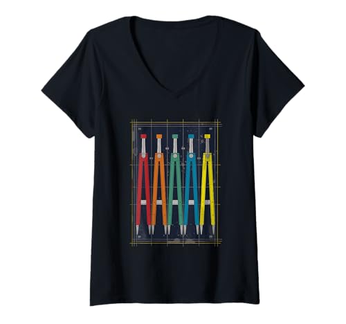 Damen Architekt Zeichengerät Architekturstudent Architekten T-Shirt mit V-Ausschnitt von Architecture Gift For An Architect
