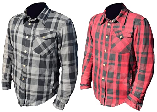 Archive Herren Motorrad Aramid Hemd Jacke mit Protektoren (S, grau kariert) von Archive